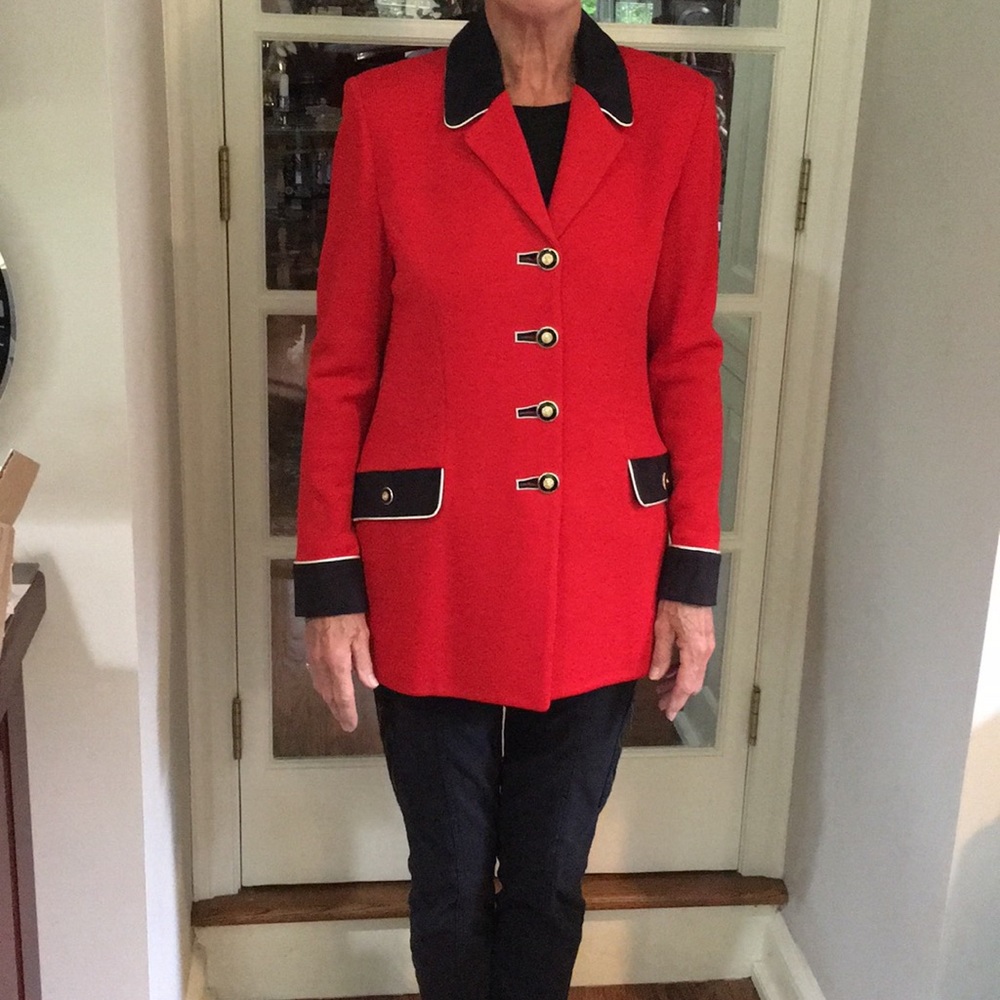 St John by Marie Gray red and black jacket